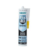Scellant adhésif polyuréthane transparent Siway Fix All, technologie hybride polymère MS, monocouche, transparent, imperméable