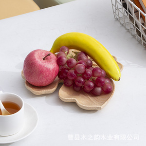 Bandeja de Madera con Forma de Hoja, Plato de Frutas de Madera Maciza, Decoración para el Hogar, Bandeja de Té para Escritorio, Diseño de Asa Personalizable - Product Image 3