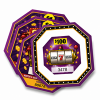 Tarjetas Populares de Diseño Personalizado con Corte Troquelado Octogonal, con Ventana Única y Pestaña de Extracción, Impresión de Seguridad, Temática de Casino, Tarjetas de Revelación Desprendibles
