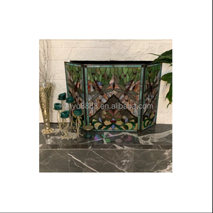 Stained Glass Fireplace <b>Screen</b> 3 Panels Dragonfly Design Traditional Decor Rectangle Shape Durable Artistic Decoration - Product Image 3