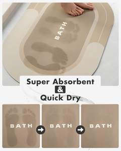 Custom Printed Water Absorbent Rubber Floor <strong>Bath</strong> <strong>Mat</strong> Anti-slip Quick-dry Soft Diatomite <strong>Bath</strong> <strong>Mat</strong> - Product Image 2