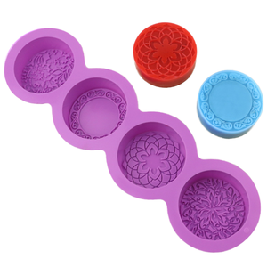 Molde de Silicona Reutilizable de Cuatro Cavidades con Patrón Redondo para Jabón, Chocolate y Velas, Herramientas para Repostería - Product Image 2