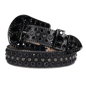 Nuevo estilo <span class=keywords><strong>All</strong></span> <span class=keywords><strong>Black</strong></span> Bling Mens Christmas Rhinestone Cinturones Diamante Cristal y remache Tachonado Rock <span class=keywords><strong>Star</strong></span> Cinturón de cuero - Product Image 1