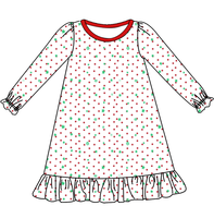 Chemise de nuit de Noël pour filles Puresun en coton biologique à volants, pyjama pour enfants à pois et imprimé étoiles, tenues de vacances