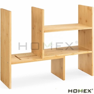 Support de bibliothèque extensible à <span class=keywords><strong>2</strong></span> niveaux Porte-<span class=keywords><strong>livre</strong></span> en bambou Organisateur de table de bureau simple pour livres - Product Image 3