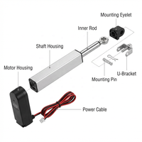 Actionneur linéaire électrique micro personnalisé, capacité de charge 180N, course 10mm-300mm, construction à aimant permanent à commutation par balais, ventilateur