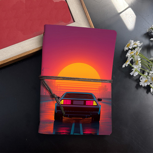 A6 fatto a mano Vintage Notebook 80 fogli sostituibili ideale per studenti Notebook per la vita del Campus con <span class=keywords><strong>auto</strong></span> sole palme stampa stradale - Product Image 2