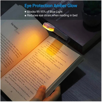 Luz de Lectura LED Portátil, Recargable por USB, Plegable, Mini, con Brillo Ajustable, con Clip para Libros, Marcador de Libros Luminoso
