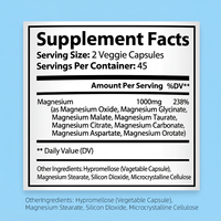 Suplemento Premium de 8 Formas de Magnesio Elemental 1000mg Complejo para Mejorar la Memoria y el Sueño en Adultos
