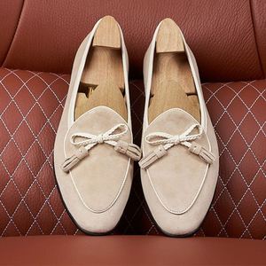 Mocassins en daim britanniques - Chaussures à lacets confortables, légères, antidérapantes, à bout carré, pour hommes, avec pompons, pour le bureau et la carrière, été/printemps - Product Image 4