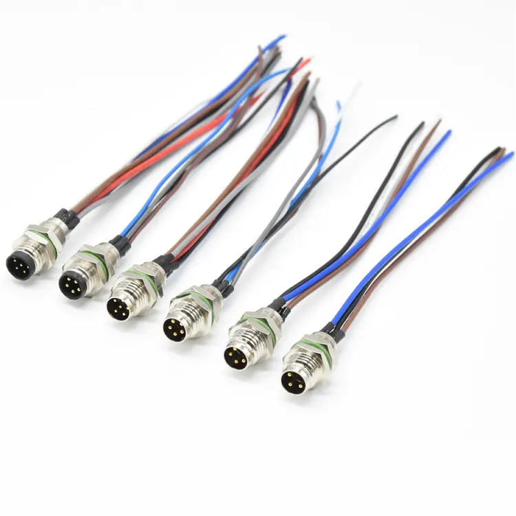 Proveedor de conectores Conector M8 Cableado de 4 pines Cable de soldadura impermeable Transmisión de señal Conector de montaje en panel macho sujeto trasero