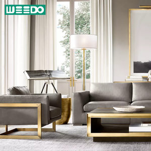 Divano di Alta Gamma <span class=keywords><strong>Modena</strong></span> con Braccioli Affusolati per <span class=keywords><strong>Ufficio</strong></span> e Soggiorno, Set di Divani Personalizzabili con Cuscini in Pelle e Struttura in Legno Massello - Product Image 1