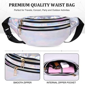 Riñonera Holográfica de Moda en Cuero PU para Mujer y Hombre, Brillante Metálica, Impermeable, para Festivales - Product Image 2