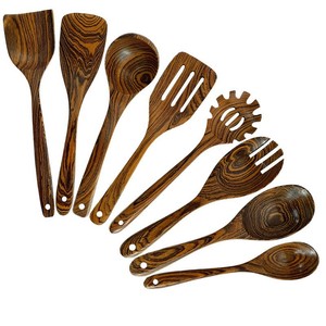 Juego de utensilios de cocina antiadherentes de madera de olivo incluye sartén, espátula, cucharón de sopa, cuchara ranurada, pala de cocina, cuchara para Fideos, nuevo - Product Image 5