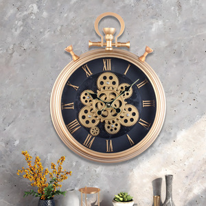 Horloge murale vintage <span class=keywords><strong>à</strong></span> engrenages rotatifs Chiffres romains Numérique Salon <span class=keywords><strong>Salle</strong></span> <span class=keywords><strong>à</strong></span> <span class=keywords><strong>manger</strong></span> Art mural Horloge - Product Image 1