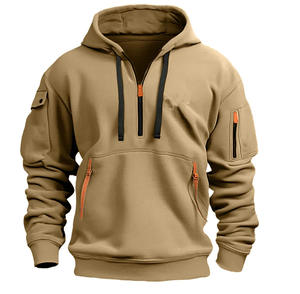 Sudadera Retro de Trabajo para Hombre 2024, Sudadera con Cierre de Cremallera, Múltiples Bolsillos, Sudadera con Capucha, Ropa Casual de Exterior - Product Image 5