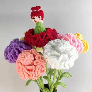 Creative hand-knitted bouquet wool crochet carnation simulation flower Fairy Mother's Day exquisite carnation