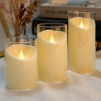Bougie pilier LED blanc chaud à télécommande avec 2 piles AA pour mariage, Noël, décoration de la maison