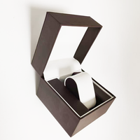 Boîte à montre de luxe de haute qualité avec logo personnalisé, en carton brun foncé, emballage cadeau, nouveau design, boîte à montre carrée personnalisée