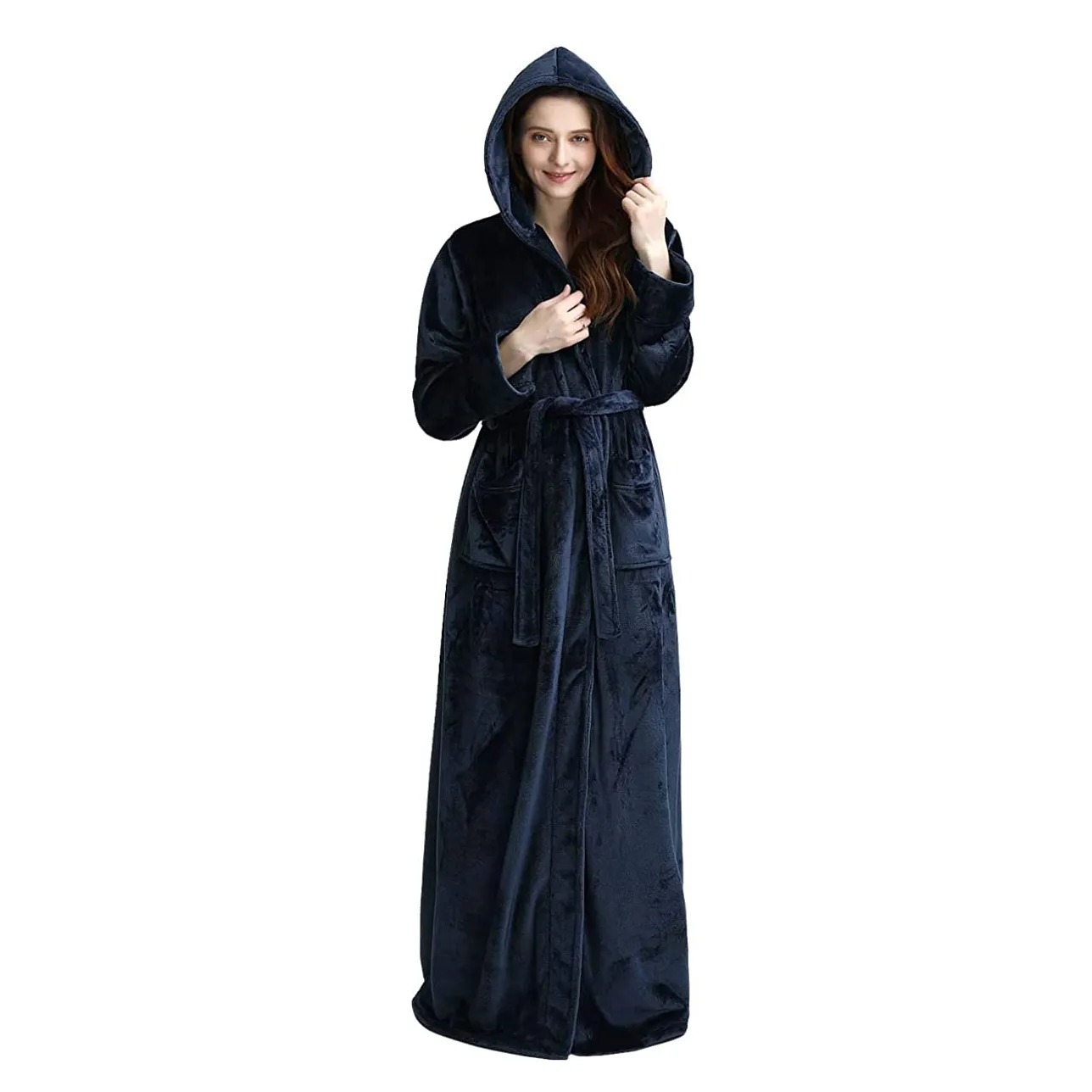 Ladies Bath Robe Gown Pajamas Long Bathrobe Custom Comfortable Breathable Microfiber for Women Fleece Woven Solid Printed V-neck