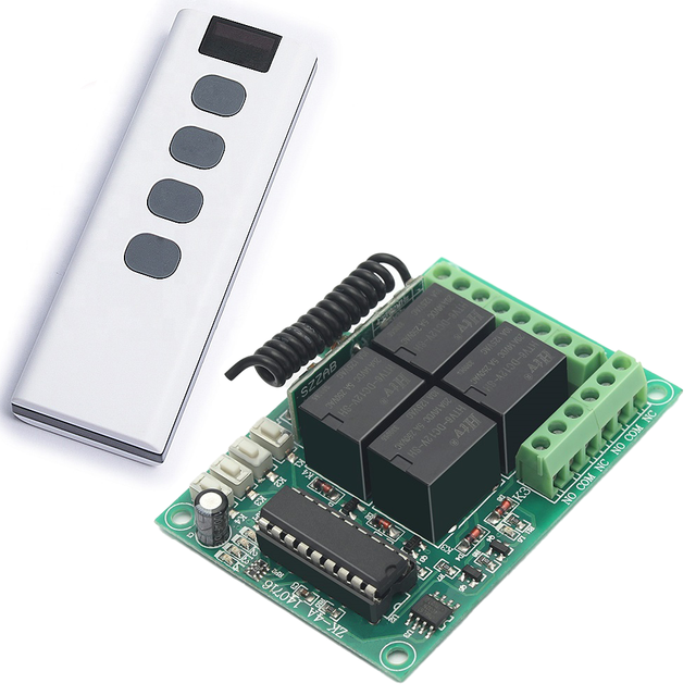 Universal RF 315 433Mhz DC 12v 4CH Receiver Switch With 10Amp Relay Remote Controller for Door Home System