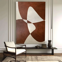 Peinture à l'huile sur toile abstraite faite à la main, brun rougeâtre foncé, style Wabi-Sabi, décoration murale minimaliste médiévale, prête à accrocher