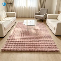 Tapis en fourrure de lapin moelleux pour salon et chambre à coucher, tapis en fourrure de lapin à bulles, motif 3D, tapis en fourrure de lapin fabriqués à la machine