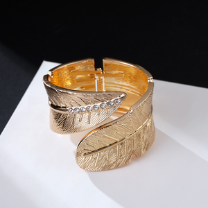 Brazaletes de moda, joyería de cristal de hoja, brazalete con abalorio para mujer de Color dorado, pulsera para regalo, pulseras - Product Image 2