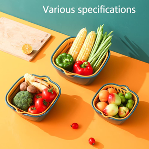 Cesta de drenaje de plástico para cocina, de doble capa, multifuncional, apta para lavavajillas, para lavar frutas y verduras - Product Image 6