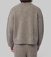 Pull Polo Homme Oversize en Laine Mérinos Premium de Luxe, Tricoté Effet Duveteux Avoine avec Coutures apparentes, Chaud pour l'Hiver