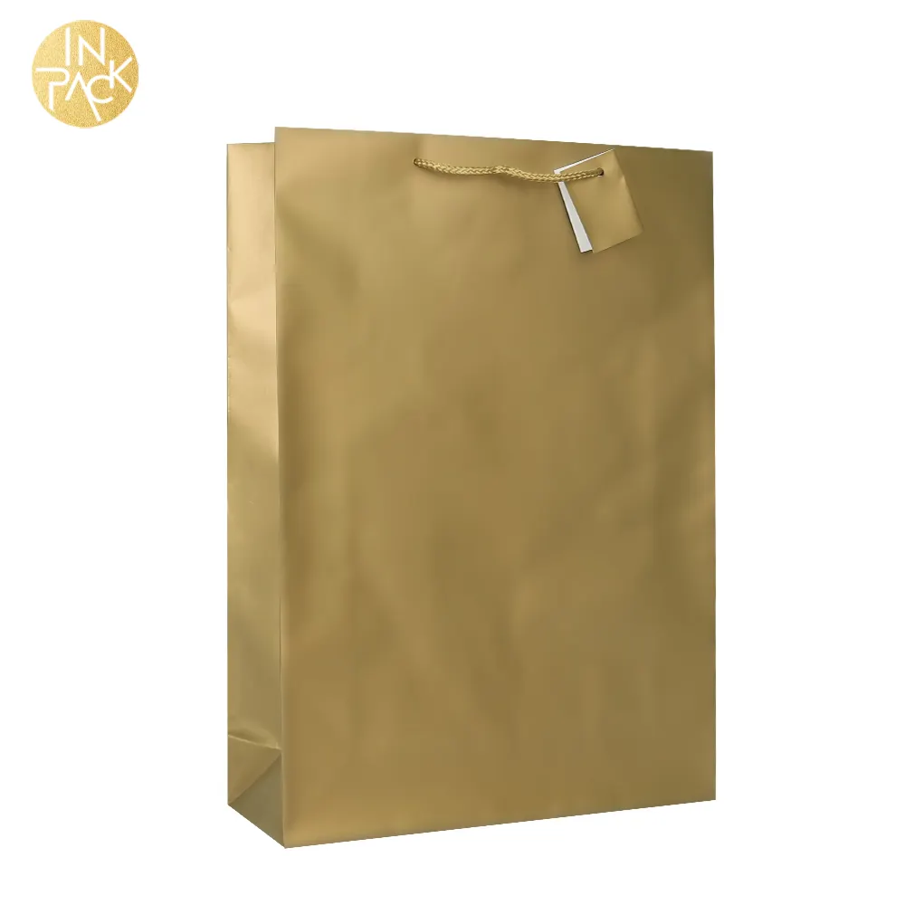 में पैक अनुकूलित उच्च-ग्रेड सादे शुद्ध गोल्डन तेल धातु गोल्डन रंग मुद्रण उपहार पेपर बैग आपूर्तिकर्ता