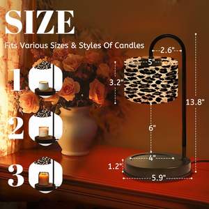 Lámpara Calentadora de Velas Moderna con Estampado de Leopardo, 13.8 Pulgadas, Regulable, Eléctrica, Aromaterapia, Decoración del Hogar, Uso en Interiores - Product Image 1