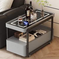 Table d'appoint minimaliste moderne, chariot en bois mobile avec prise de charge sans fil, table basse pour salon