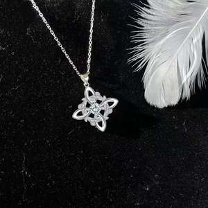 High Quality Waterproof Wholesale Silver Toned with <b>Crystal</b> Accent Celtic Knot <b>Pendant</b> Necklace for Gifting Special Events - Product Image 5