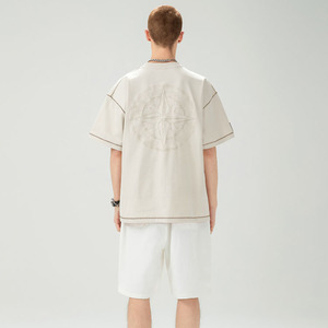 T-shirt à manches courtes en coton 100% lourd, de haute qualité, ample, surdimensionné, personnalisable, broderie respirante, motif de fitness - Product Image 5