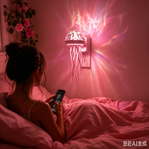 Projecteur LOHAS Veilleuses style méduse <span class=keywords><strong>avec</strong></span> capteur 180 °   Lampe de nuit RGB rotative dynamique pour <span class=keywords><strong>chambre</strong></span> à coucher, pour adultes, adolescents et filles - Product Image 1