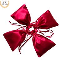Sacs à cordon en satin de soie écologiques et recyclables avec logo personnalisé imprimé à l'écran, 13x18cm/15x24cm, pour mariage, bijoux, perruques, cadeaux, maquillage