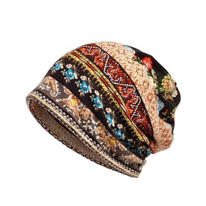 Floral Print Pullover Hat Medium Length Women Sun Protection Veil Quick Drying Windproof Beanie Scarf Hoodie - Product Image 2