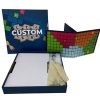 Jeu de société de mots croisés personnalisé pliable avec tuiles de lettres en carton gris, supports et minuteur de sable – Jouet familial pour fêtes