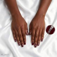 Faux ongles à presser en gros, motif écossais bordeaux, courts carrés, avec motif ligne argentée, personnalisables avec logo, réutilisables pour femmes