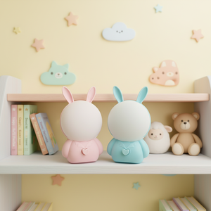 Lampe de nuit LED GL-W133 Mini Lapin Mignon à Longues Oreilles, Interrupteur à Bouton, Double Couleur, 5V, en Plastique PP, pour Chambre d'Enfant - Product Image 1