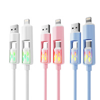 Câble de charge rapide 4 en 1 PD 60W avec gaine en silicone PVC hautement élastique pour appareils Type-C, imprimante, téléphone, tablette, ordinateur portable