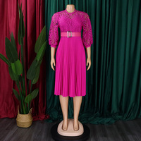 Robes en Dentelle Femme Tenue de Bureau Africaine Élégante Robe de Soirée Manches Longues Mère de la Mariée Trapèze Grande Taille XL 5XL