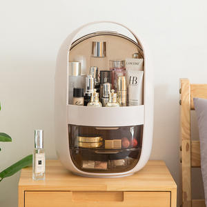 Grande boîte de rangement cosmétique Swan, blanc nacré, avec tiroirs, organisateur de bureau anti-poussière pour le rangement des soins de la peau et du maquillage - Product Image 1