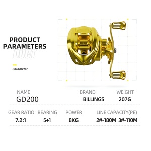 Moulinet de pêche KEKAXI en promotion, doré, 5+1BB, 7.2:1, 207g, moulinet baitcasting pour eau salée - Product Image 3
