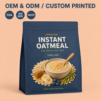 Sachets d'avoine personnalisés imprimés, qualité alimentaire, refermables, pour emballage d'avoine instantanée, pour petit-déjeuner et régime, vente en gros