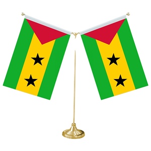 Drapeau <span class=keywords><strong>de</strong></span> table en forme <span class=keywords><strong>de</strong></span> Y avec base en métal pour décorations <span class=keywords><strong>de</strong></span> drapeaux miniatures personnalisables <span class=keywords><strong>de</strong></span> Sao Tomé-et-Principe - Product Image 1