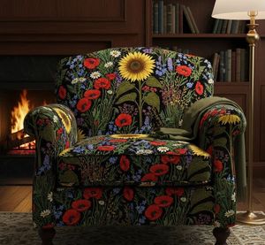 Tela de tapicería de alta calidad con estampado de girasoles de inspiración vintage, por yarda, tela decorativa con diseño de flores para muebles. - Product Image 2