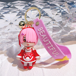 Kartun 3D PVC Ram <span class=keywords><strong>Rem</strong></span> Emiria gantungan kunci mainan Anime lucu figur liontin untuk mobil Handbag-bahan karet - Product Image 6