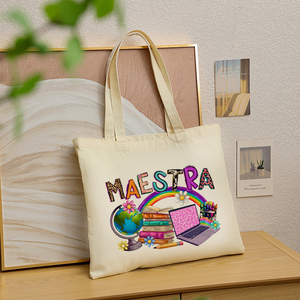 Bolsa de Lona Personalizada con Diseño de Regalos para Maestras de Español, Bolsa de Hombro Personalizada para Viajes, Bolsa de Compras para Mujer - Product Image 3